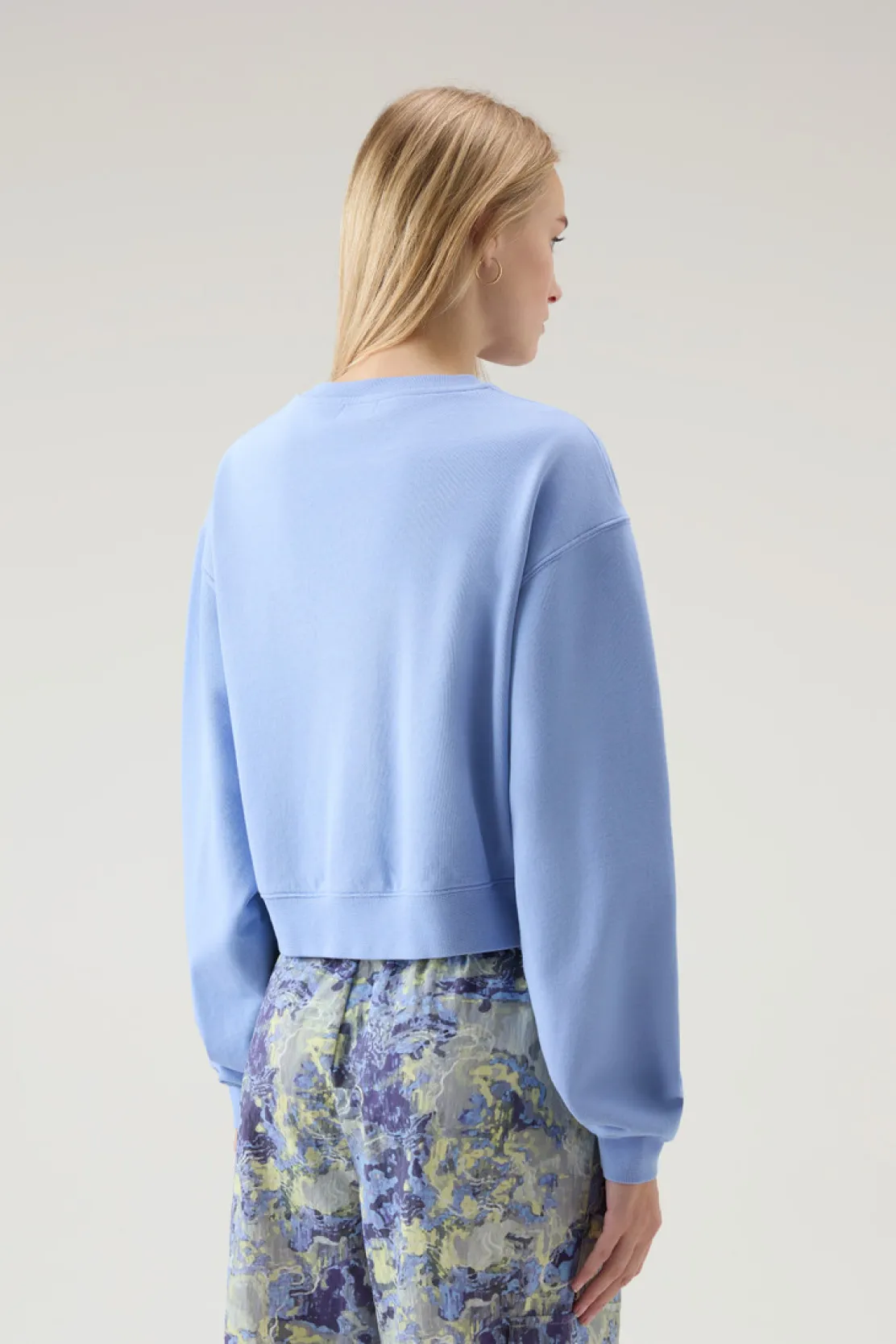 Felpe>Woolrich Felpa Girocollo In Puro Cotone Con Logo Ricamato Sea Breeze