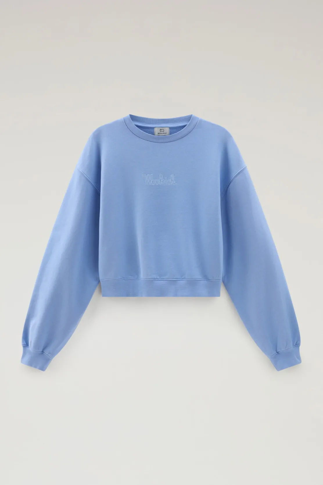 Felpe>Woolrich Felpa Girocollo In Puro Cotone Con Logo Ricamato Sea Breeze