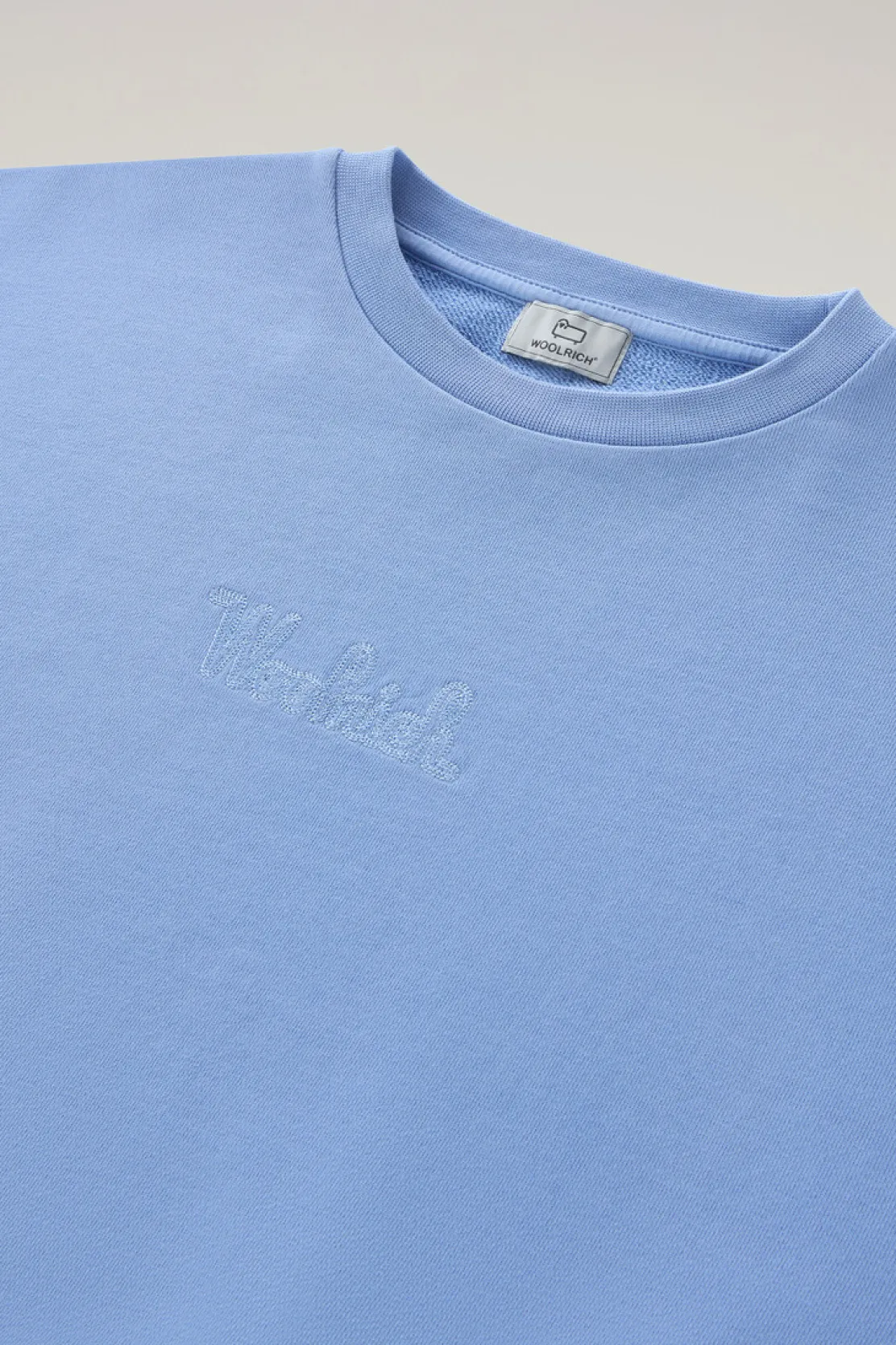 Felpe>Woolrich Felpa Girocollo In Puro Cotone Con Logo Ricamato Sea Breeze