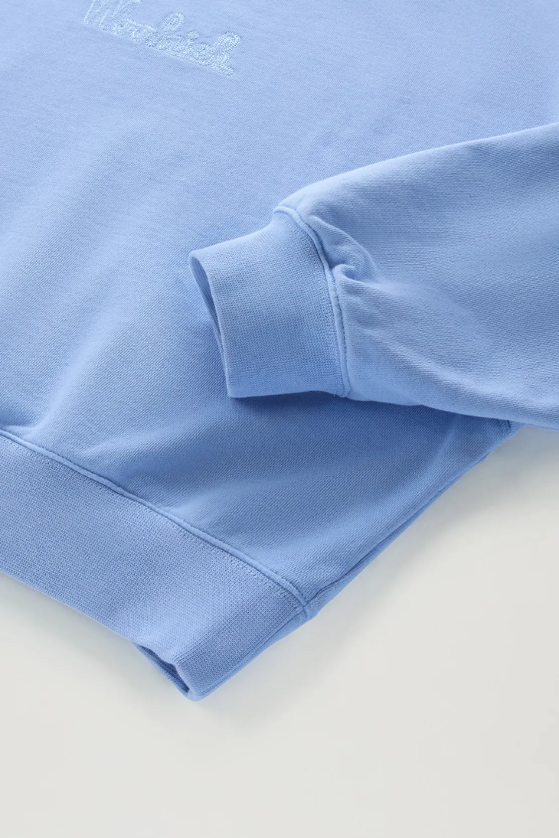 Felpe>Woolrich Felpa Girocollo In Puro Cotone Con Logo Ricamato Sea Breeze