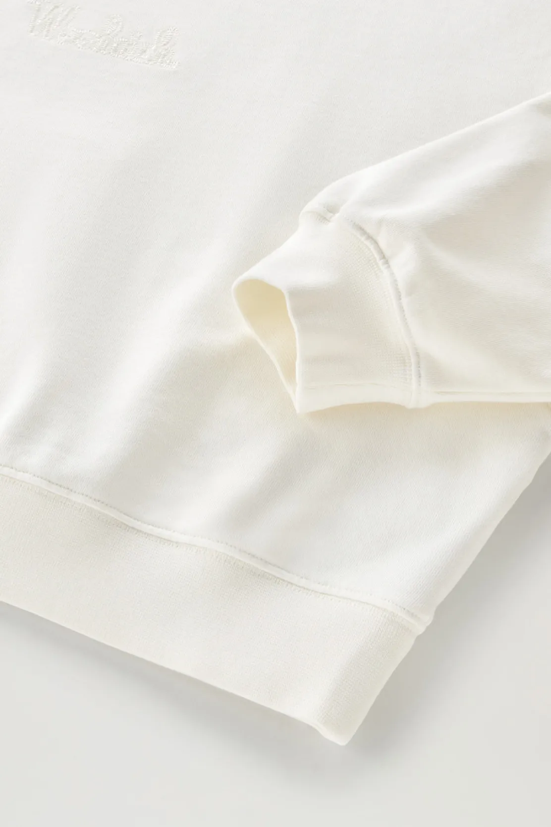 Felpe>Woolrich Felpa Girocollo In Puro Cotone Con Logo Ricamato Plaster White