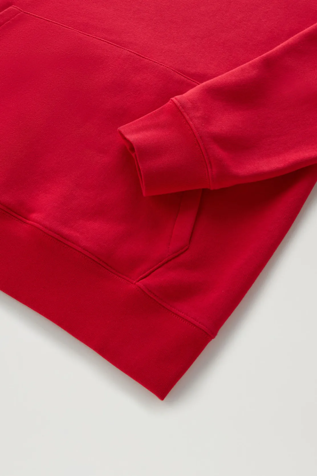 Felpe>Woolrich Felpa In Misto Cotone Con Cappuccio E Logo Ricamato Sky Red