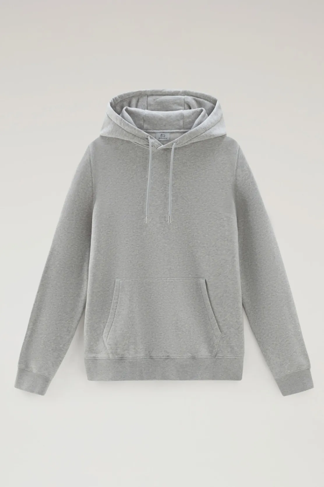 Felpe>Woolrich Felpa In Misto Cotone Con Cappuccio E Logo Ricamato Light Grey Melange
