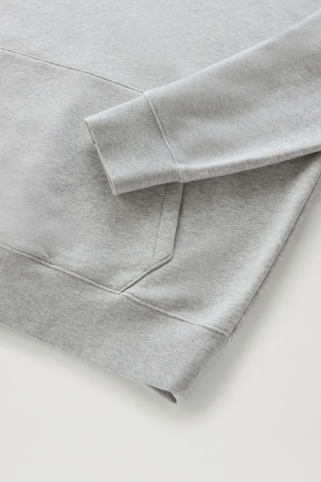 Felpe>Woolrich Felpa In Misto Cotone Con Cappuccio E Logo Ricamato Light Grey Melange