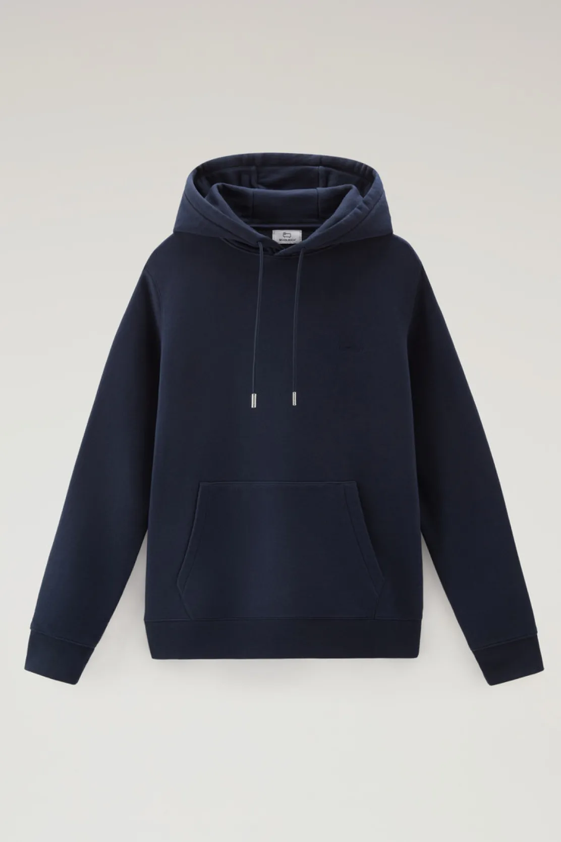 Felpe>Woolrich Felpa In Misto Cotone Con Cappuccio E Logo Ricamato Melton Blue