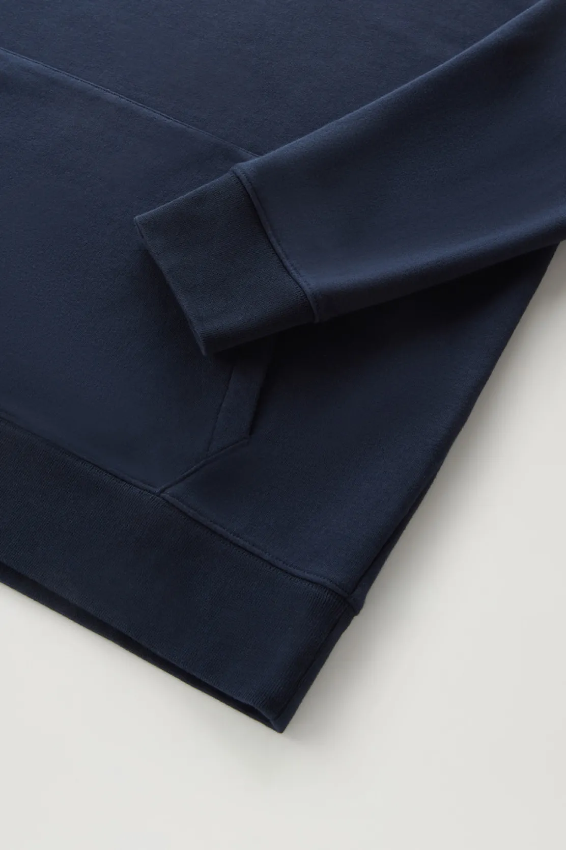Felpe>Woolrich Felpa In Misto Cotone Con Cappuccio E Logo Ricamato Melton Blue