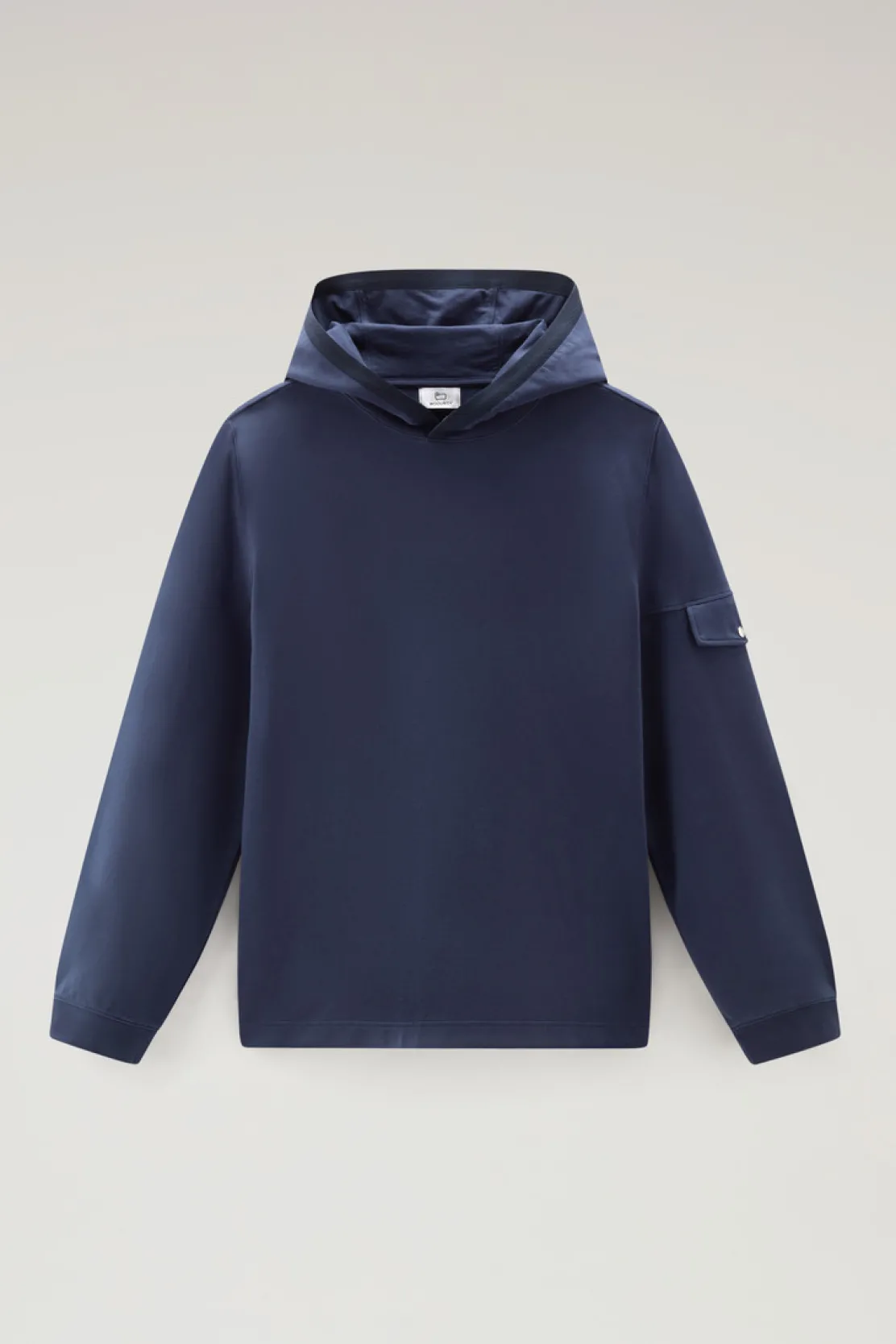 Felpe>Woolrich Felpa In Puro Cotone Con Cappuccio E Tasca Maritime Blue
