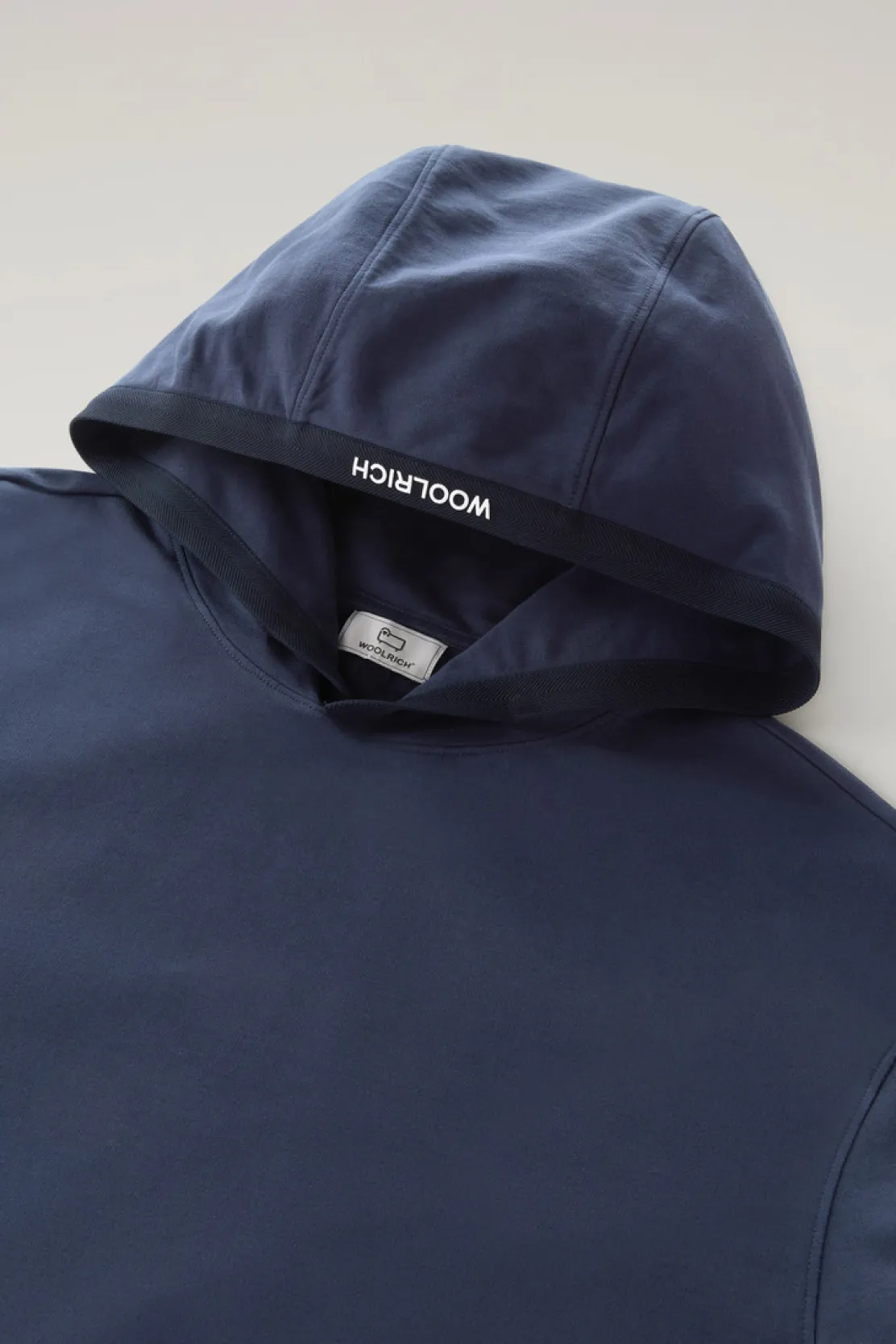 Felpe>Woolrich Felpa In Puro Cotone Con Cappuccio E Tasca Maritime Blue