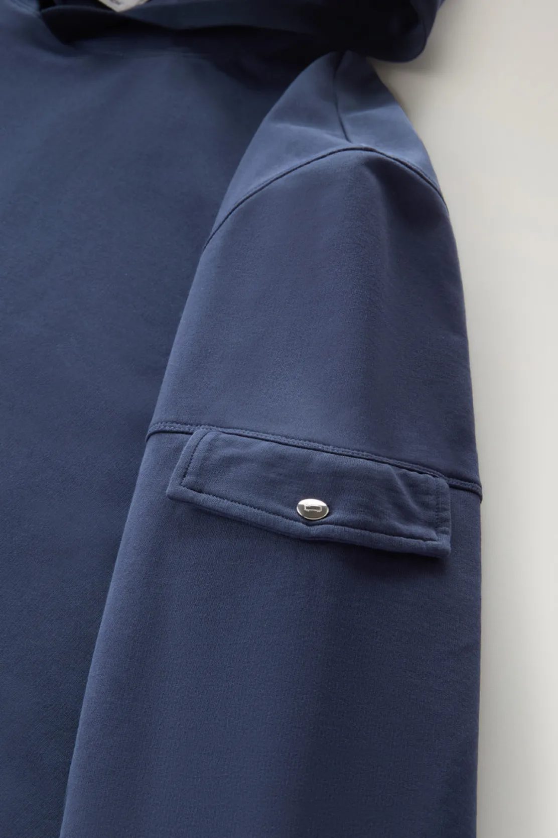 Felpe>Woolrich Felpa In Puro Cotone Con Cappuccio E Tasca Maritime Blue