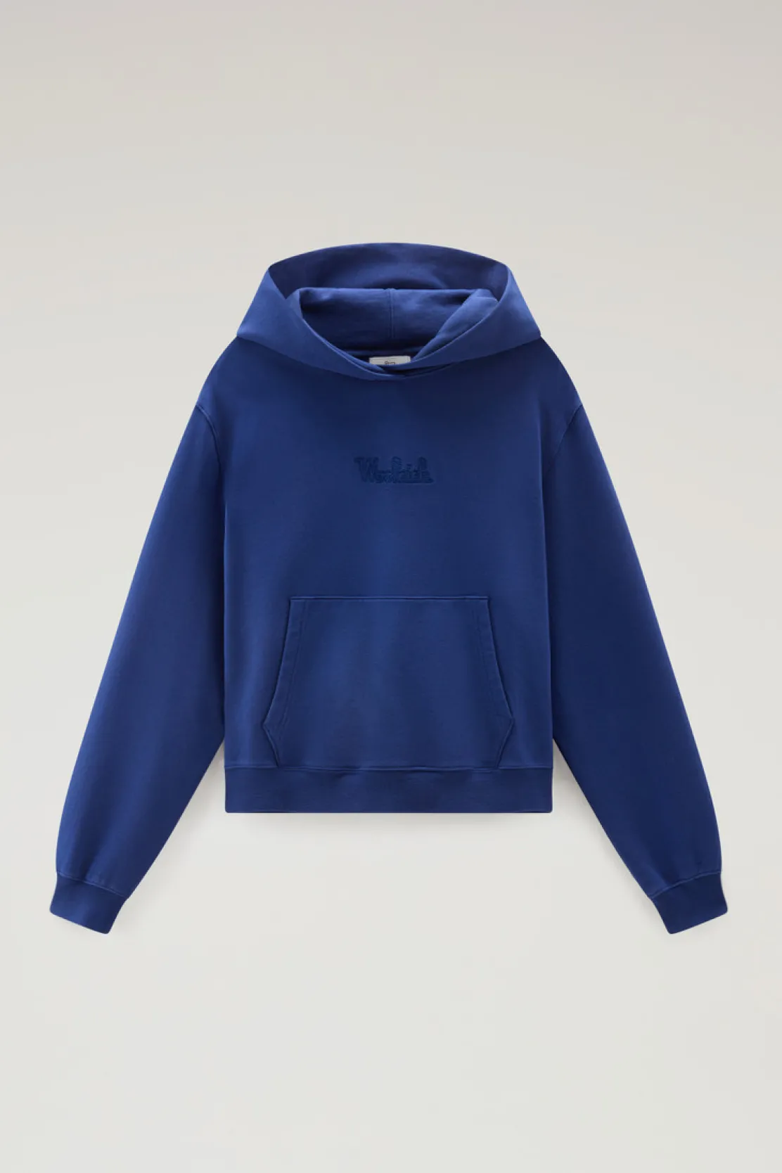 Felpe>Woolrich Felpa In Puro Cotone Con Cappuccio E Logo Ricamato Twilight Blue