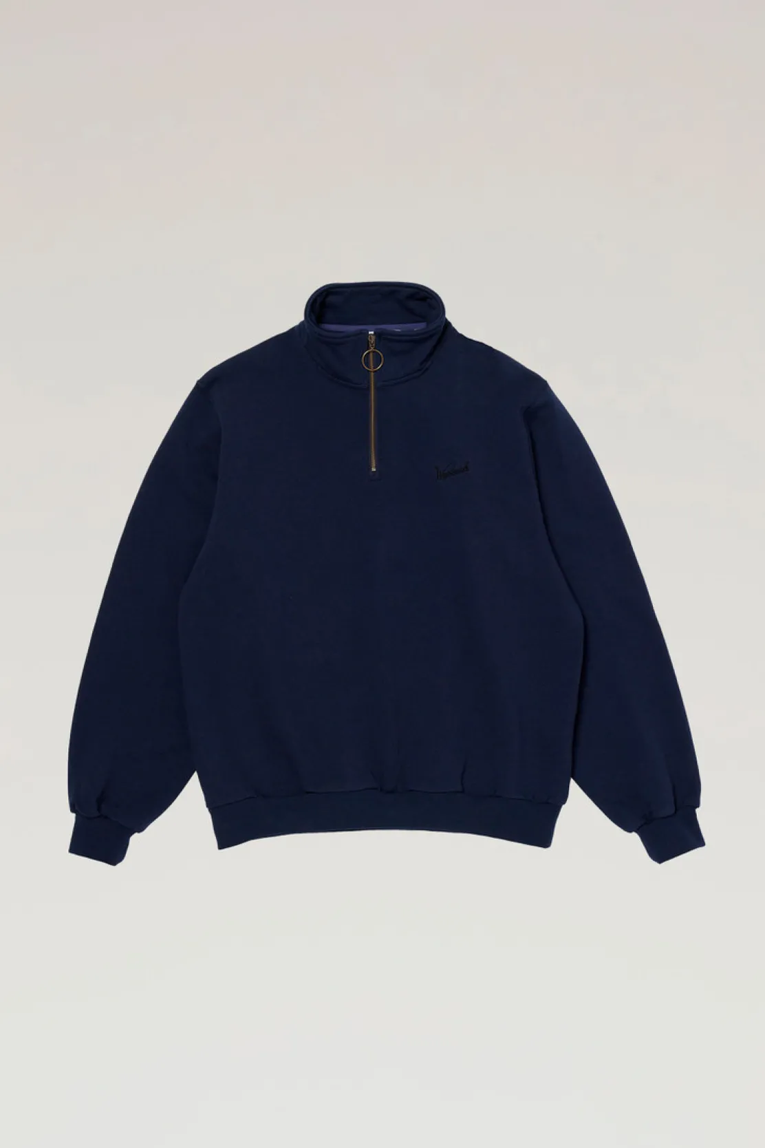 Outdoor Label Designed in Japan|Felpe>Woolrich Felpa In Puro Cotone Con Mezza Zip Navy