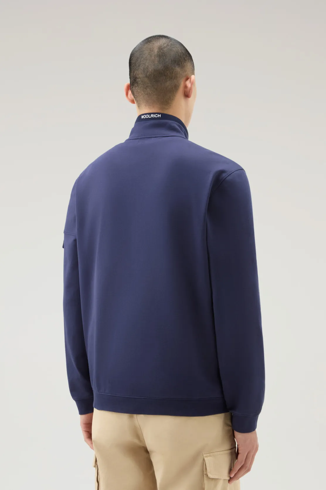 Felpe>Woolrich Felpa In Puro Cotone Con Zip E Collo Alto Maritime Blue