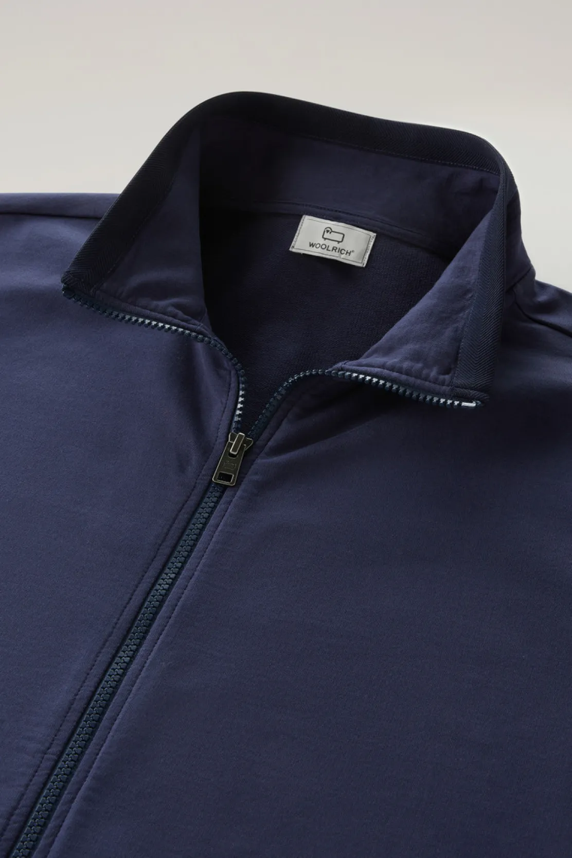 Felpe>Woolrich Felpa In Puro Cotone Con Zip E Collo Alto Maritime Blue