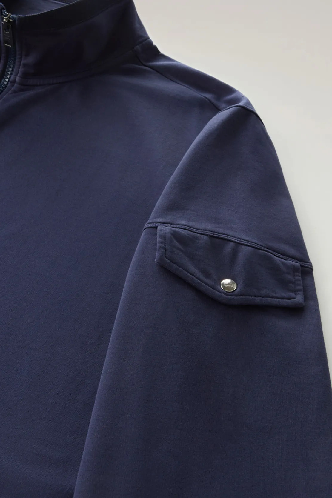 Felpe>Woolrich Felpa In Puro Cotone Con Zip E Collo Alto Maritime Blue