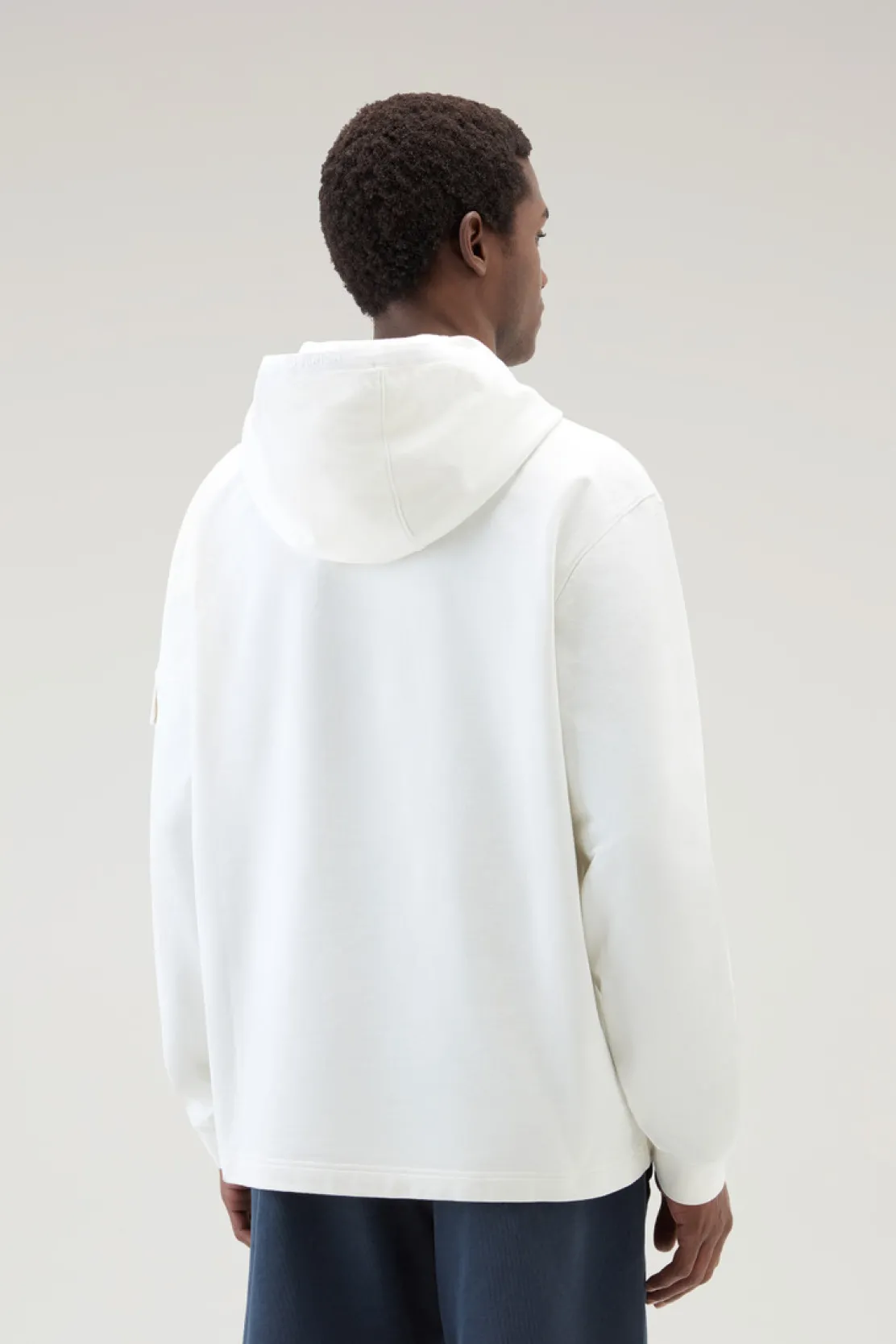 Felpe>Woolrich Felpa In Puro Cotone Con Cappuccio E Tasca Stone