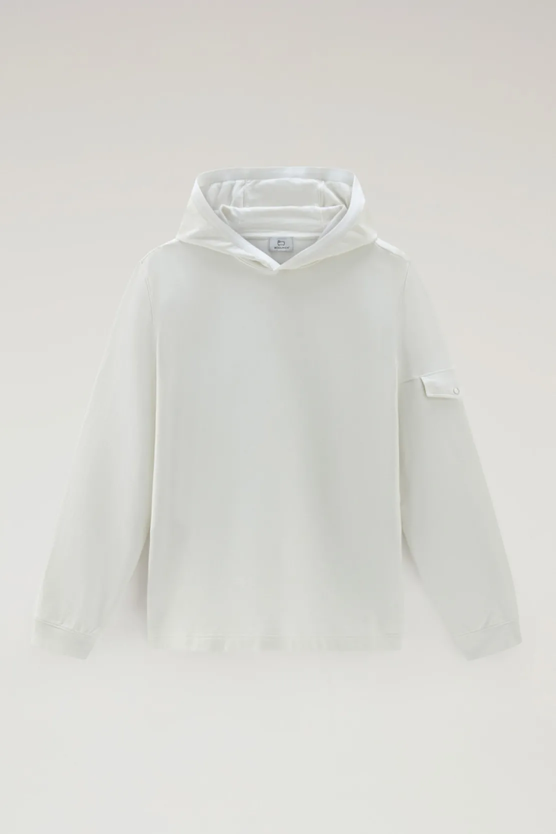 Felpe>Woolrich Felpa In Puro Cotone Con Cappuccio E Tasca Stone