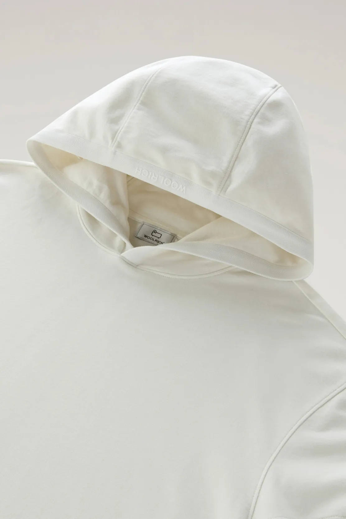 Felpe>Woolrich Felpa In Puro Cotone Con Cappuccio E Tasca Stone