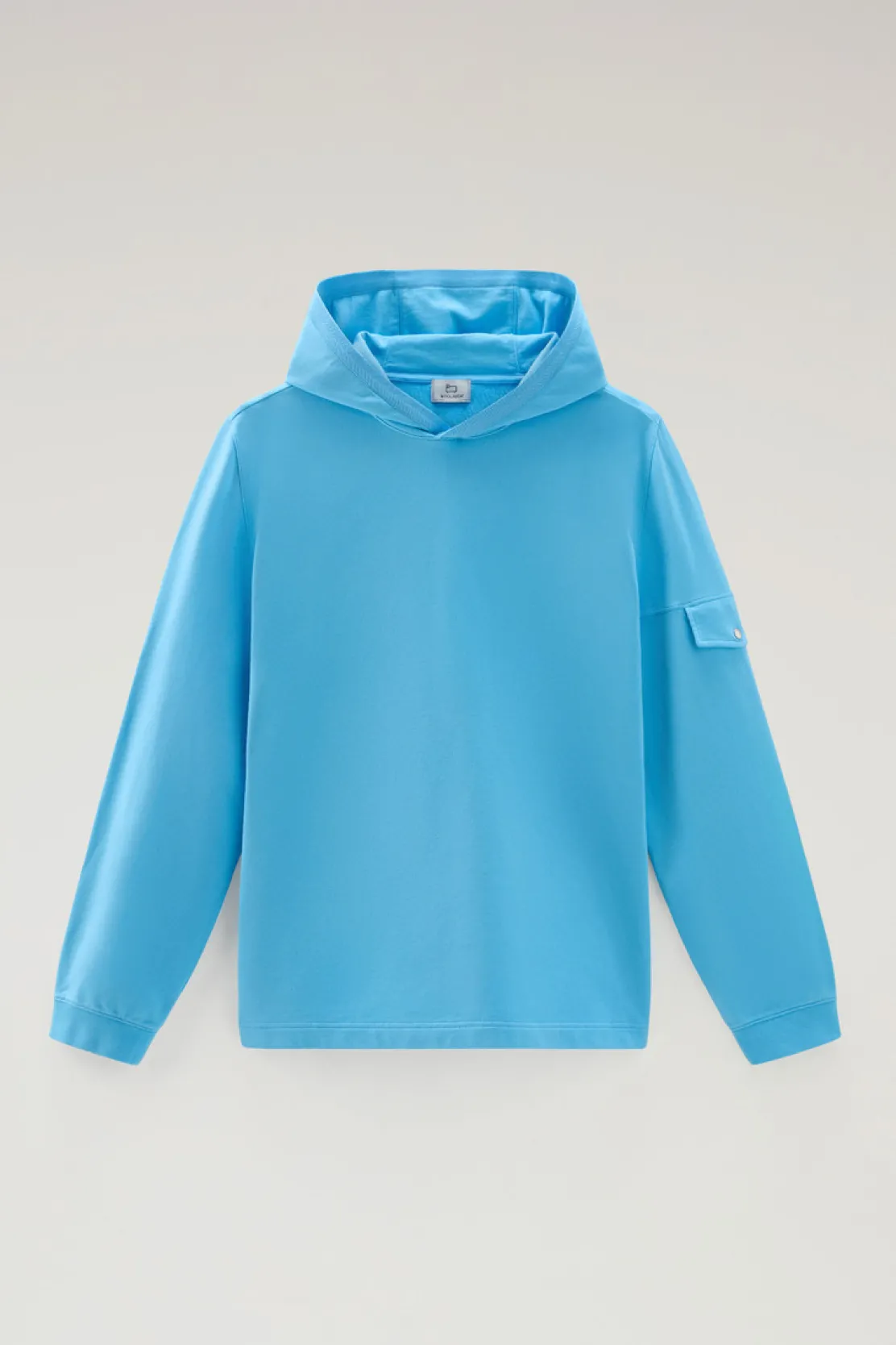 Felpe>Woolrich Felpa In Puro Cotone Con Cappuccio E Tasca Alaskan Blue