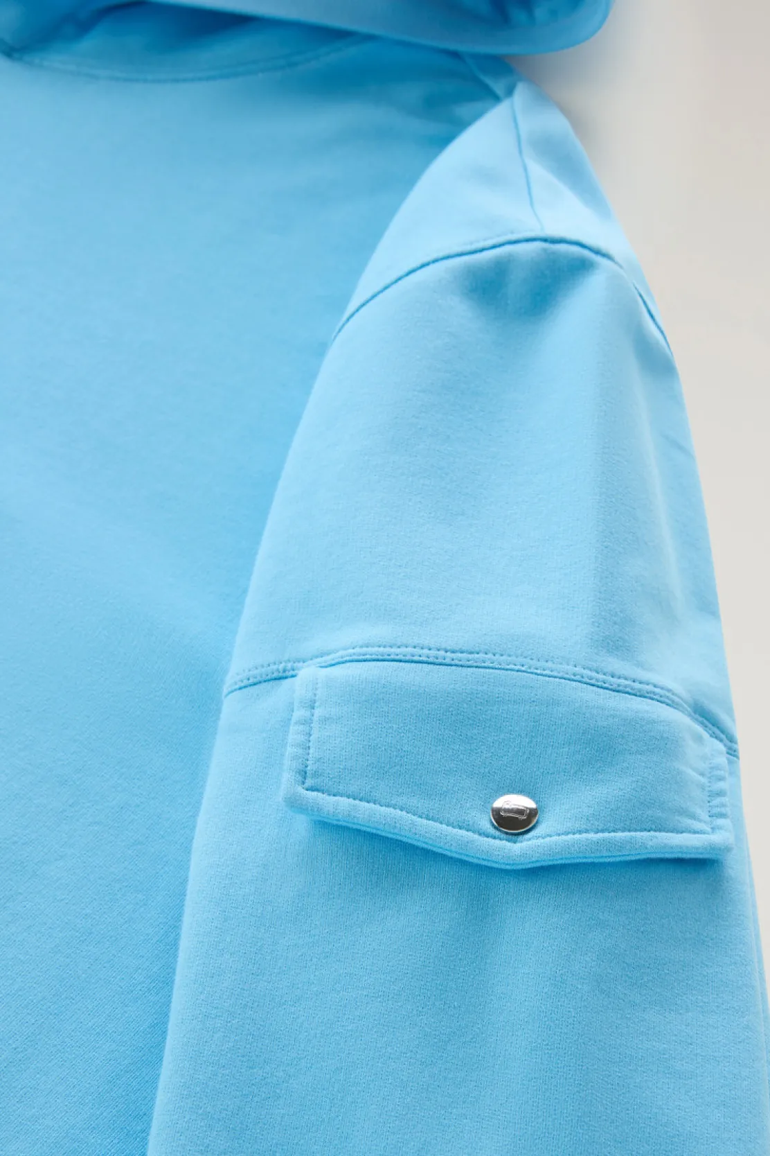Felpe>Woolrich Felpa In Puro Cotone Con Cappuccio E Tasca Alaskan Blue