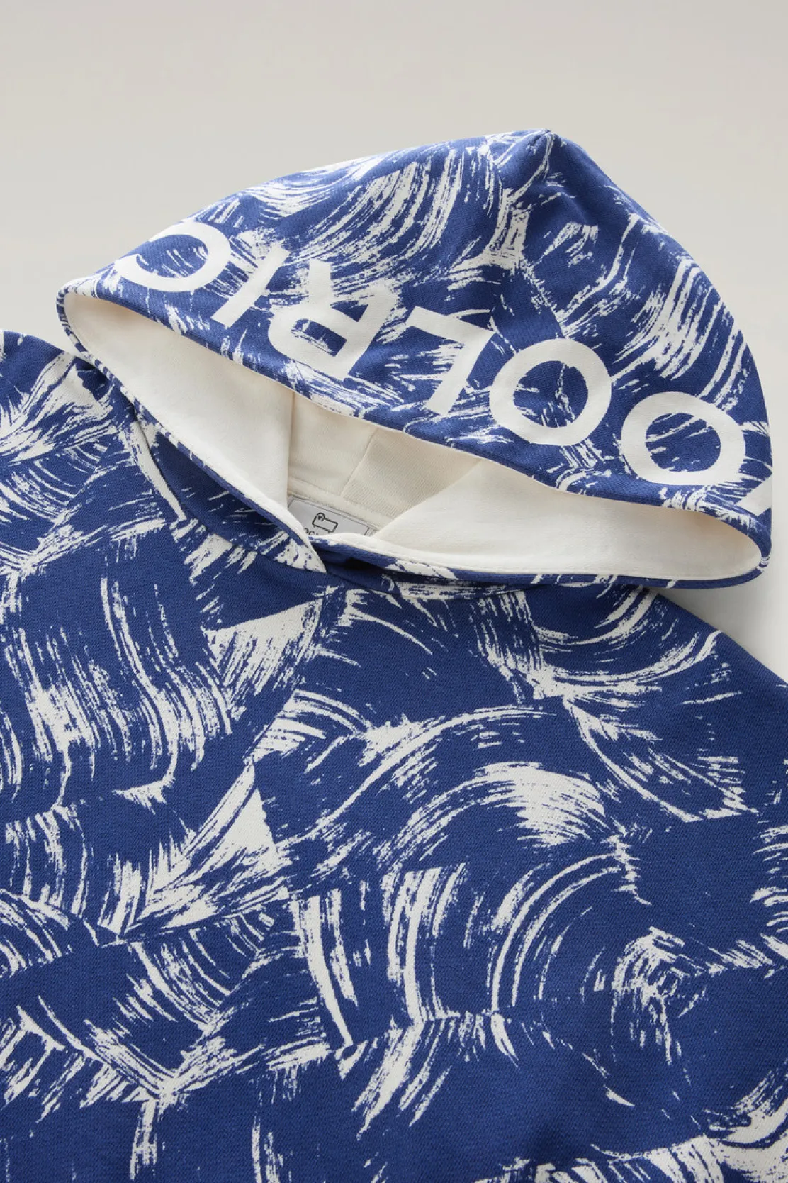 Felpe>Woolrich Felpa In Puro Cotone Con Stampa E Cappuccio Twilight Blue Wave