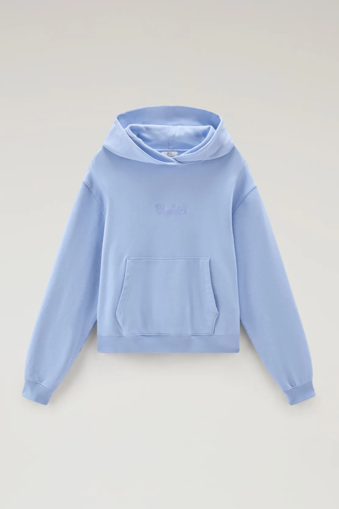 Felpe>Woolrich Felpa In Puro Cotone Con Cappuccio E Logo Ricamato Sea Breeze
