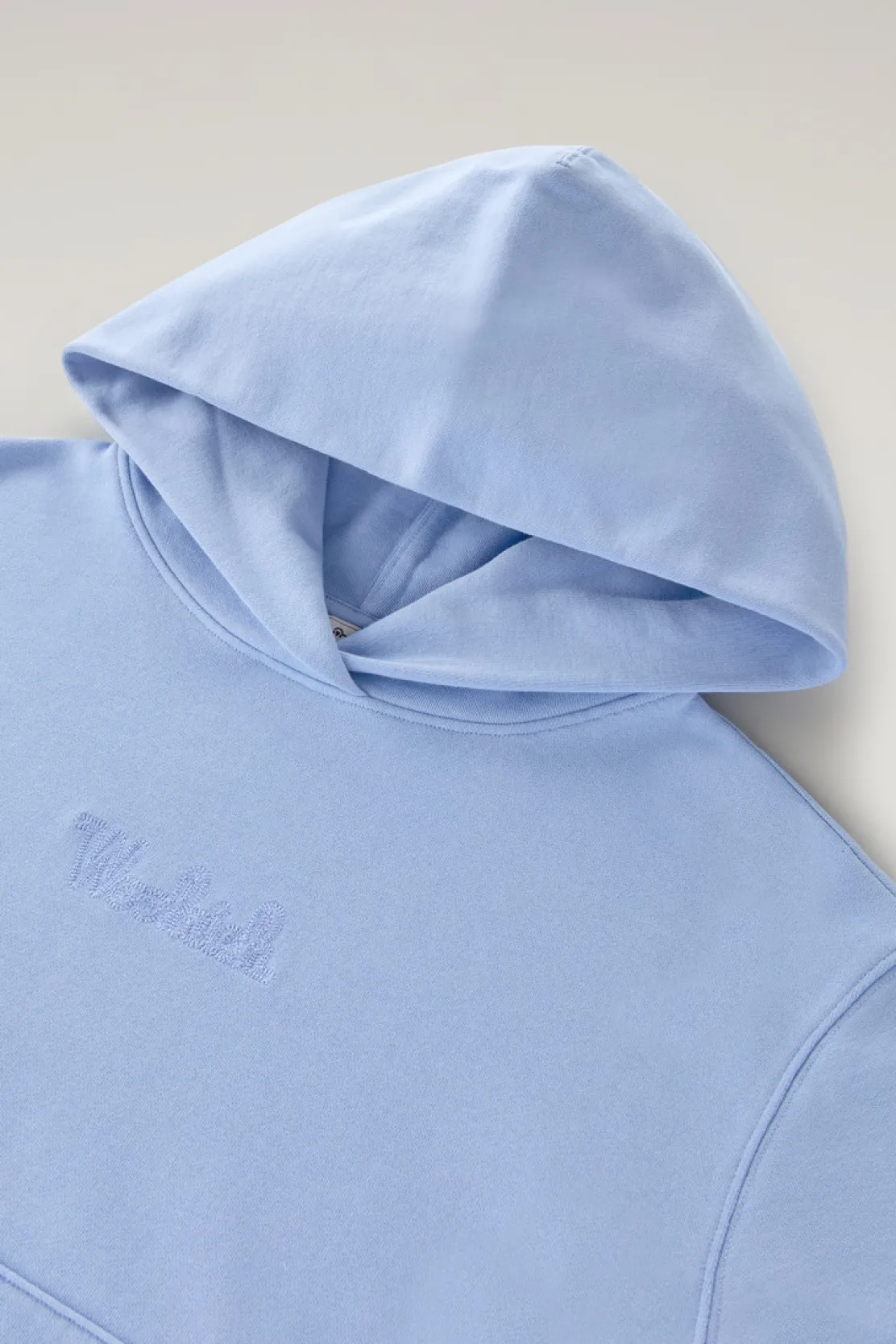 Felpe>Woolrich Felpa In Puro Cotone Con Cappuccio E Logo Ricamato Sea Breeze