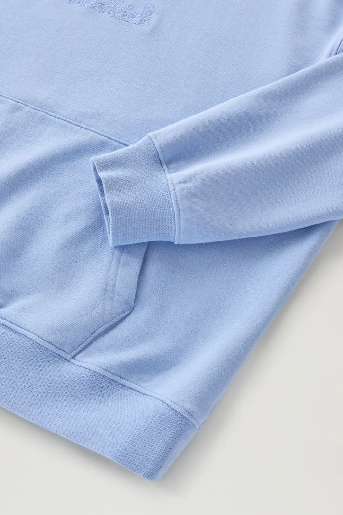 Felpe>Woolrich Felpa In Puro Cotone Con Cappuccio E Logo Ricamato Sea Breeze