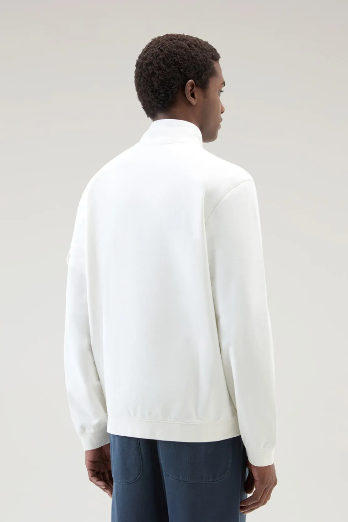 Felpe>Woolrich Felpa In Puro Cotone Con Zip E Collo Alto Stone