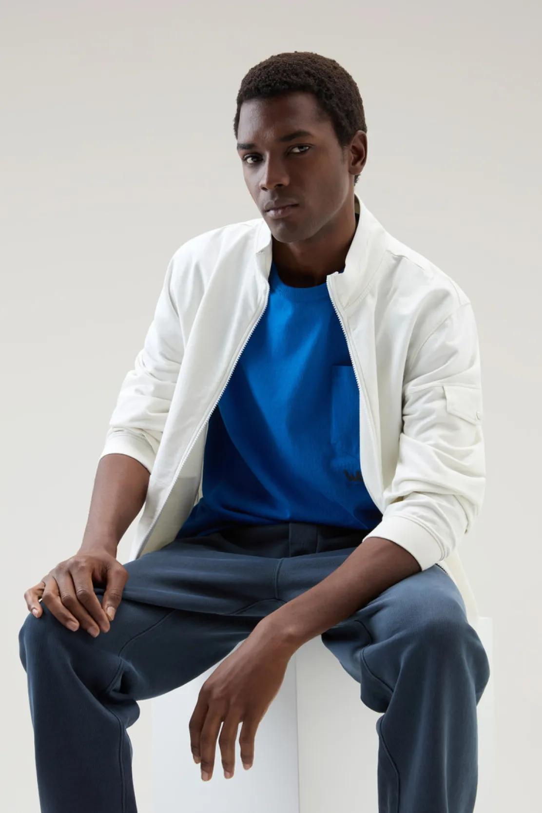 Felpe>Woolrich Felpa In Puro Cotone Con Zip E Collo Alto Stone
