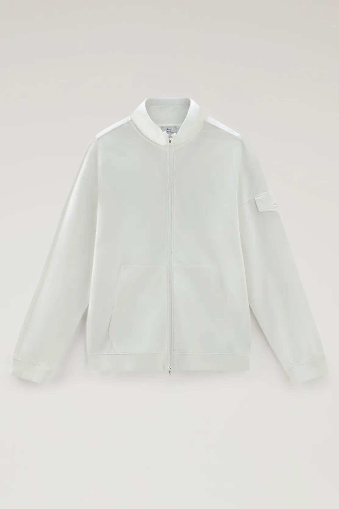 Felpe>Woolrich Felpa In Puro Cotone Con Zip E Collo Alto Stone