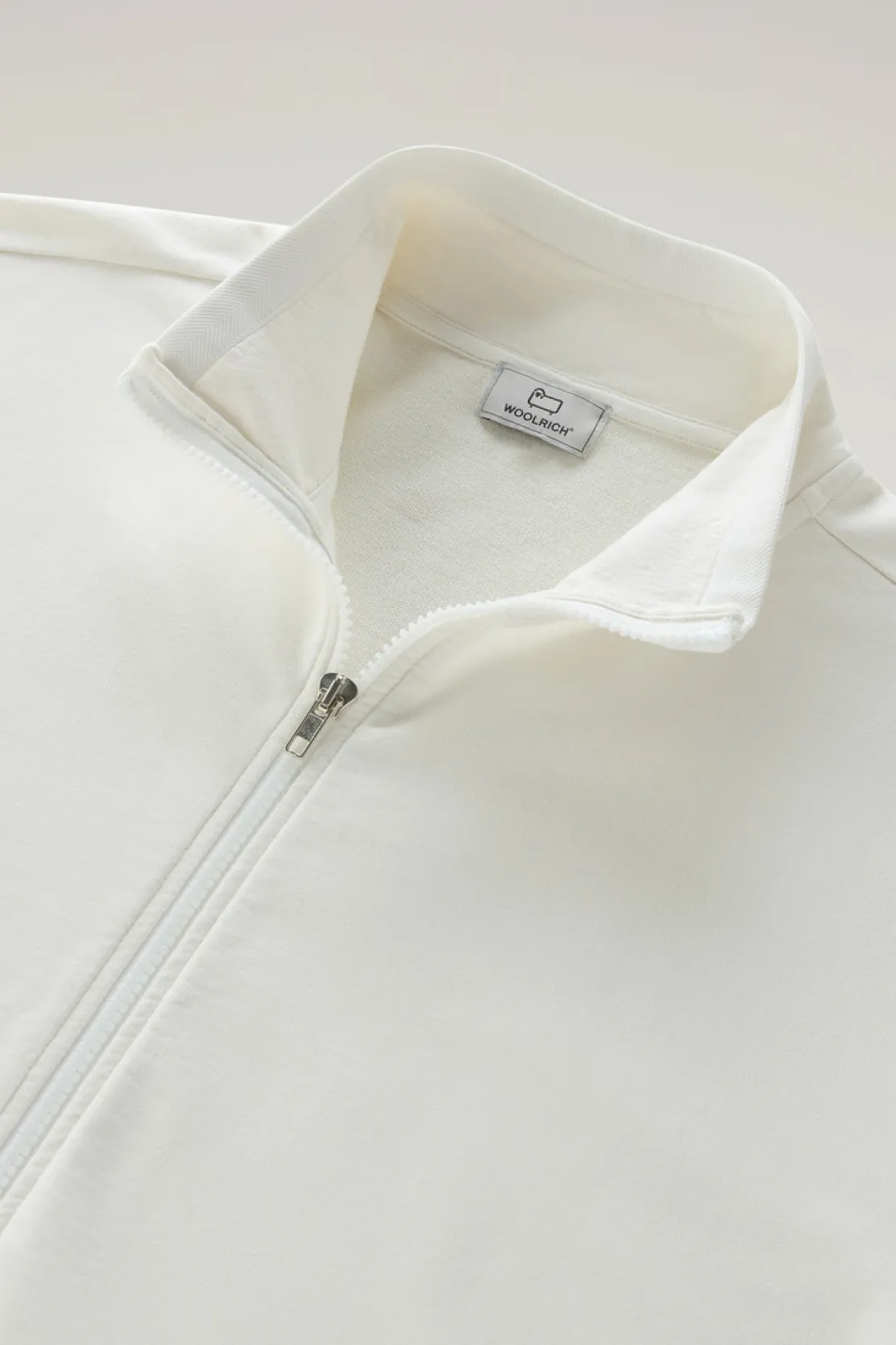 Felpe>Woolrich Felpa In Puro Cotone Con Zip E Collo Alto Stone
