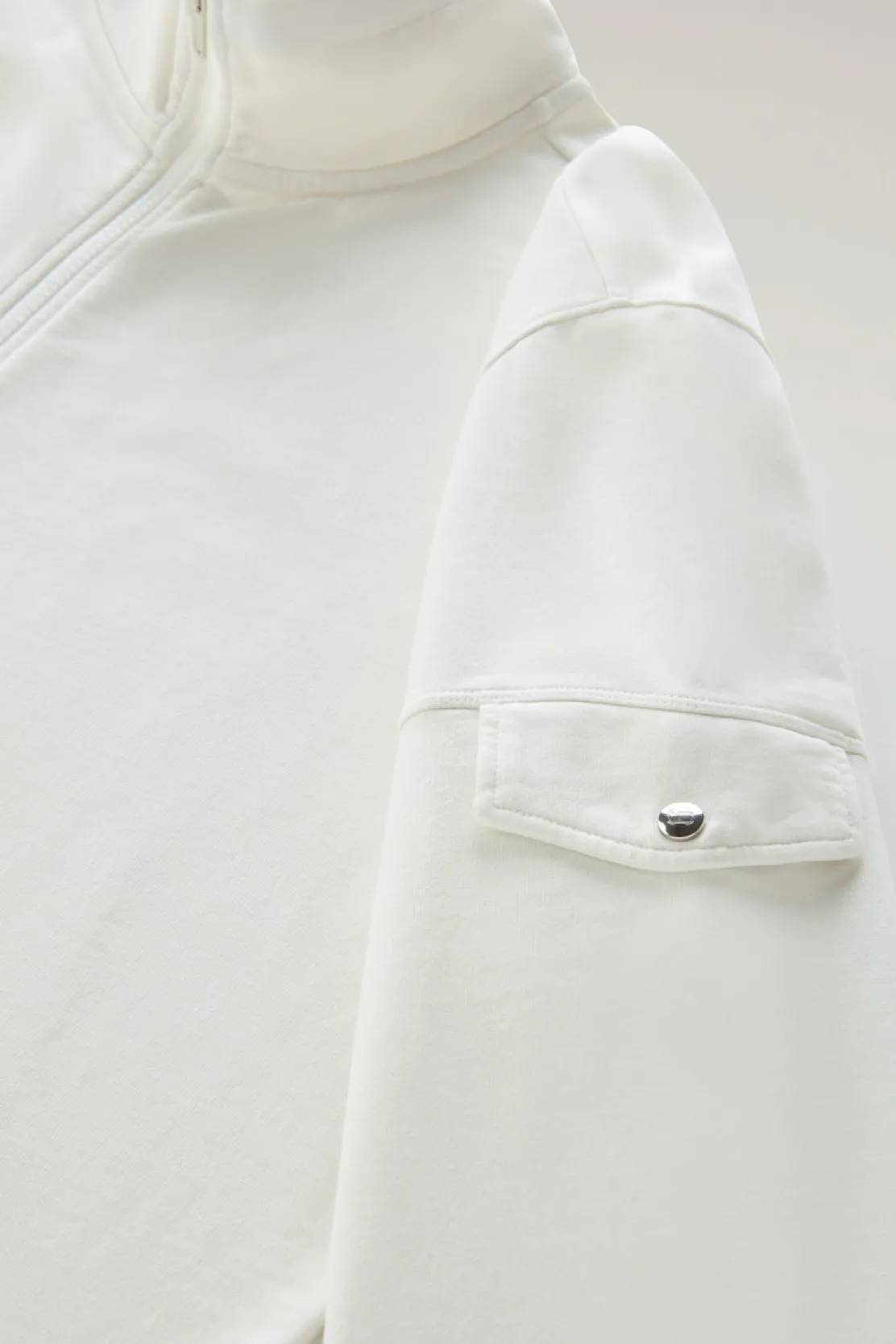 Felpe>Woolrich Felpa In Puro Cotone Con Zip E Collo Alto Stone