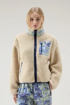 Felpe>Woolrich Felpa In Sherpa A Collo Alto Con Dettagli In CORDURA Light Oak