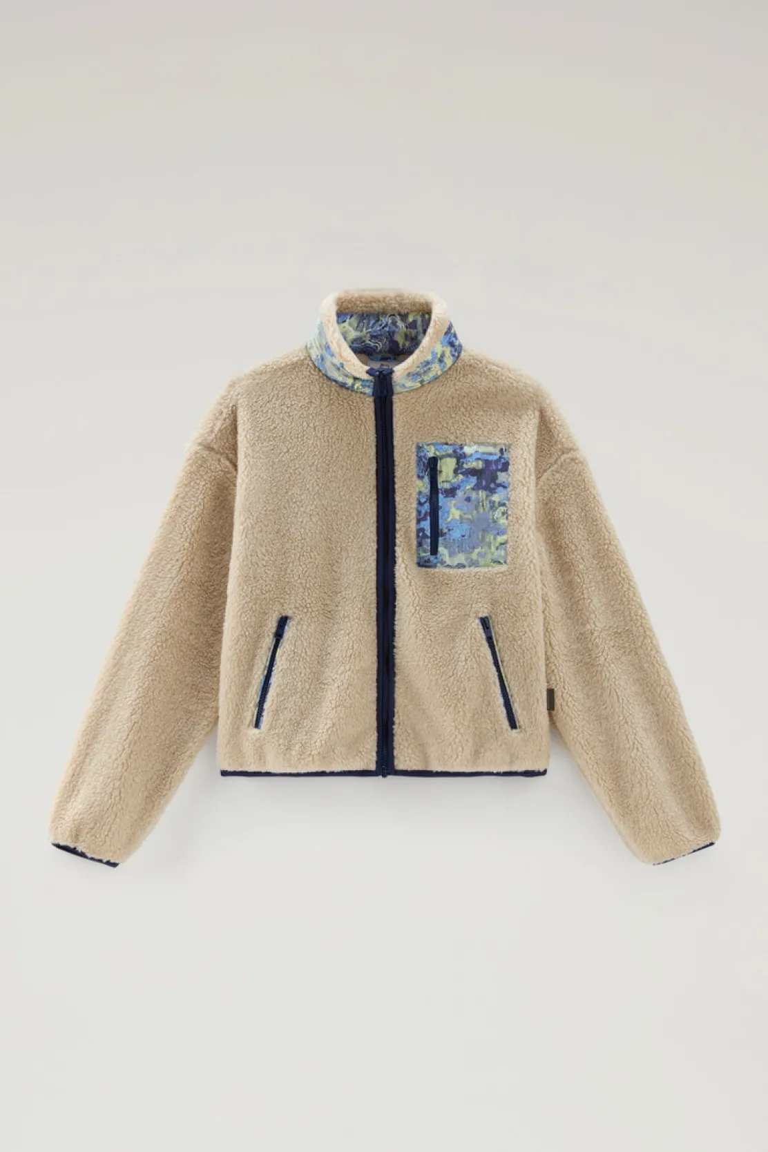 Felpe>Woolrich Felpa In Sherpa A Collo Alto Con Dettagli In CORDURA Light Oak