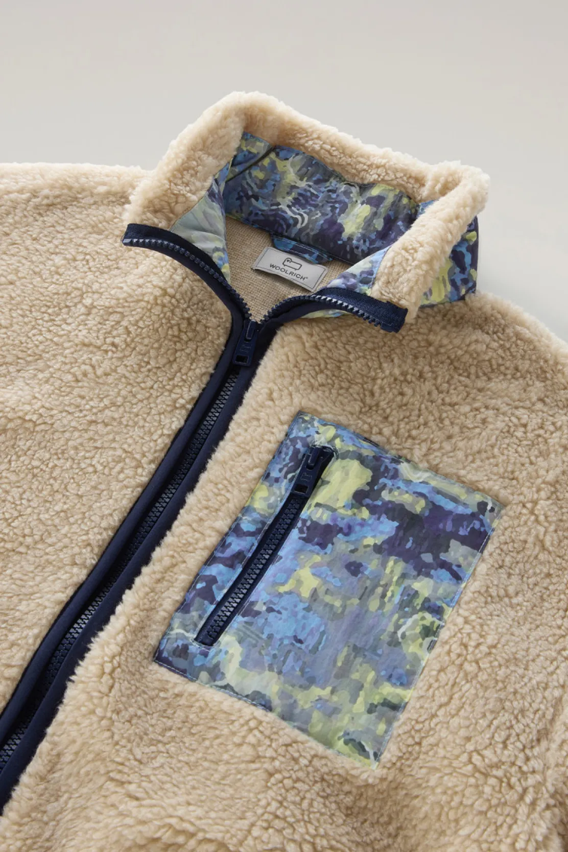 Felpe>Woolrich Felpa In Sherpa A Collo Alto Con Dettagli In CORDURA Light Oak