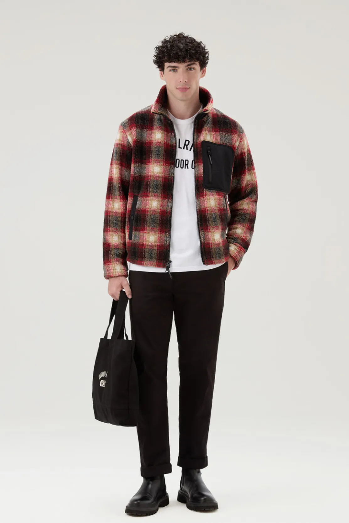 Felpe>Woolrich Felpa In Sherpa Di Misto Lana Hombre Red
