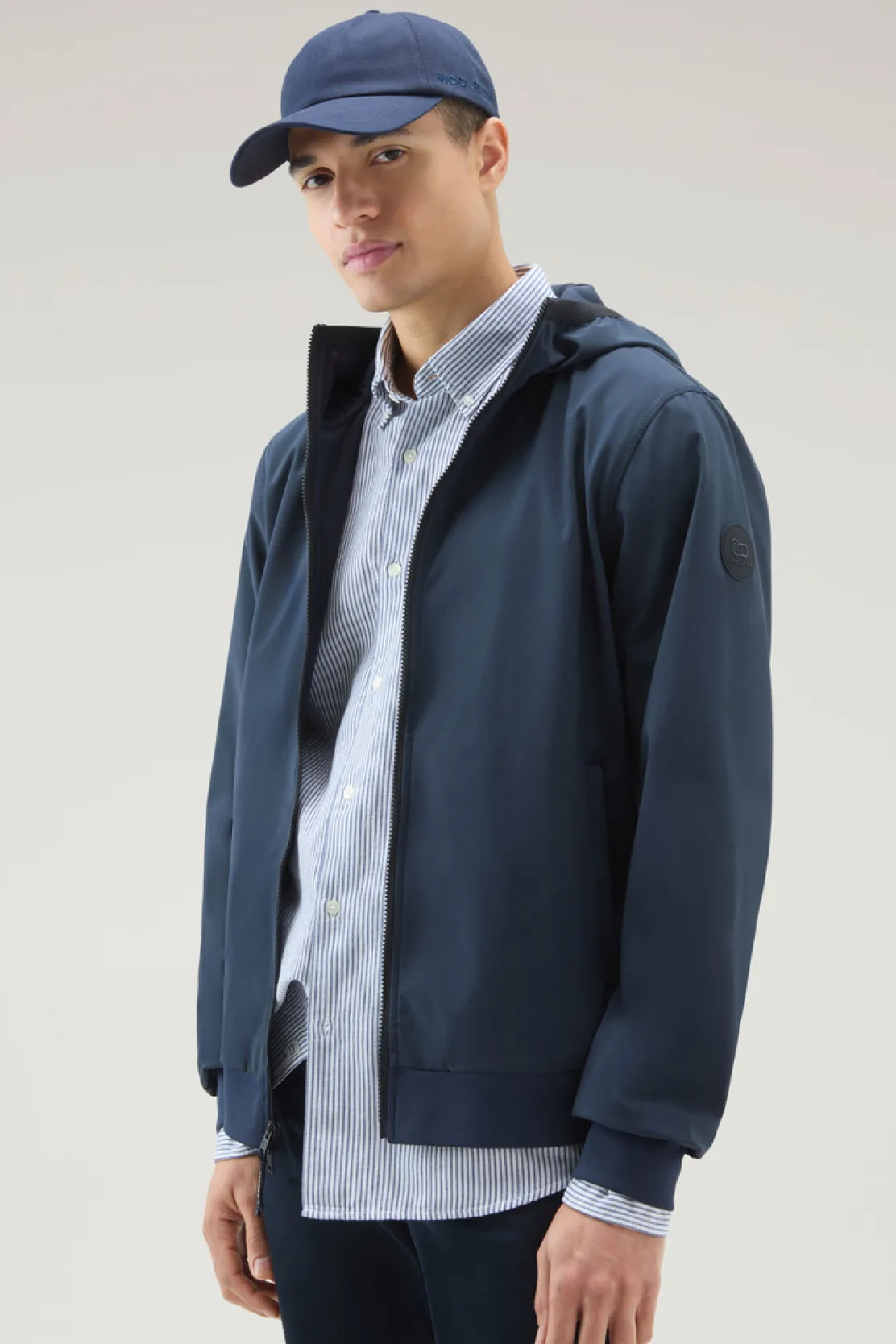 Felpe>Woolrich Felpa In Softshell Con Cappuccio Melton Blue