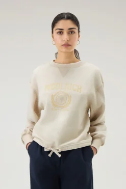 Felpe>Woolrich Felpa Ivy Girocollo In Misto Cotone Milky Cream