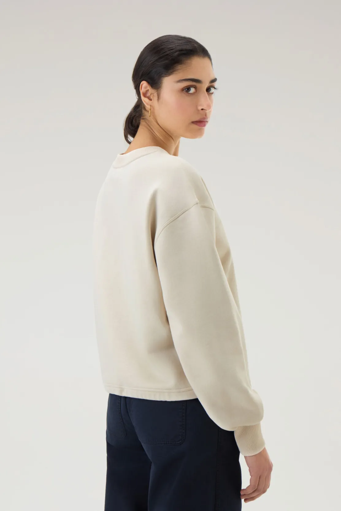 Felpe>Woolrich Felpa Ivy Girocollo In Misto Cotone Milky Cream