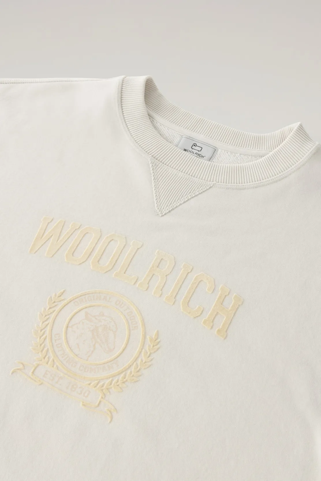 Felpe>Woolrich Felpa Ivy Girocollo In Misto Cotone Milky Cream