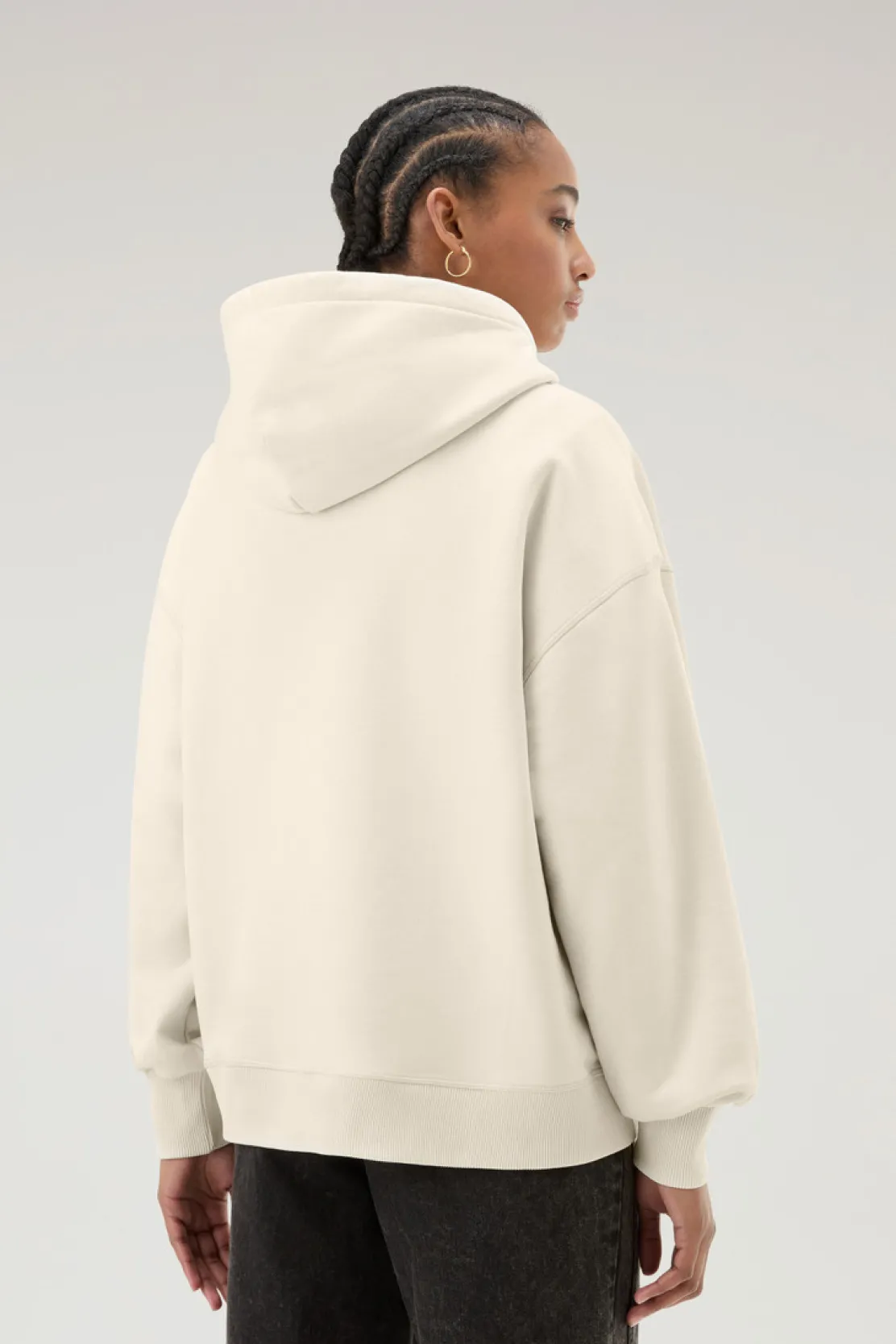 Felpe>Woolrich Felpa Ivy In Misto Cotone Con Cappuccio Milky Cream