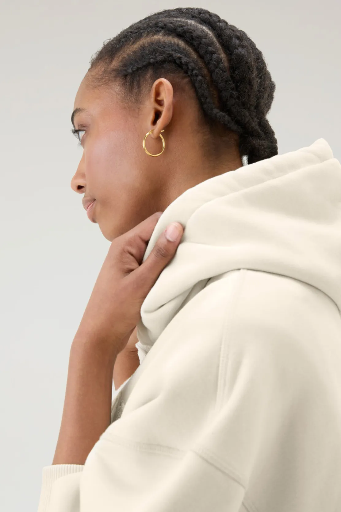 Felpe>Woolrich Felpa Ivy In Misto Cotone Con Cappuccio Milky Cream