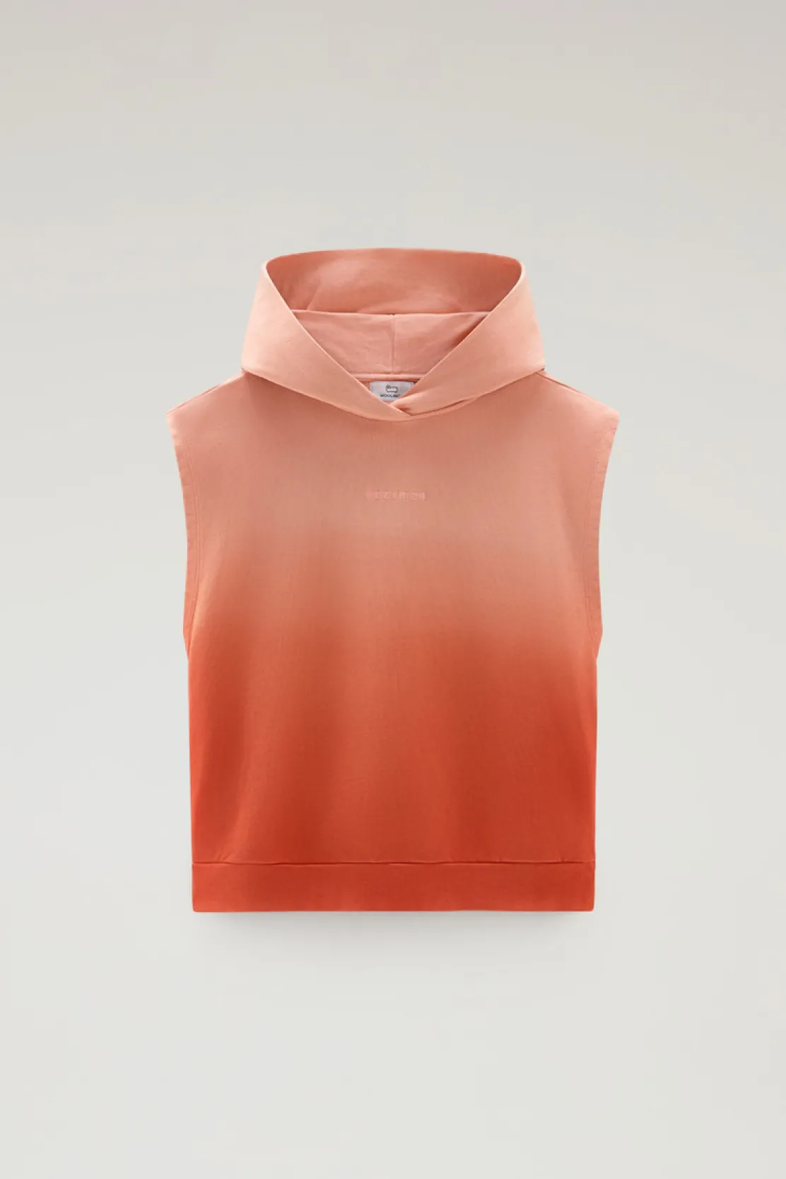 Felpe>Woolrich Felpa Smanicata Con Cappuccio In Puro Cotone Tinta In Capo Coral Sand