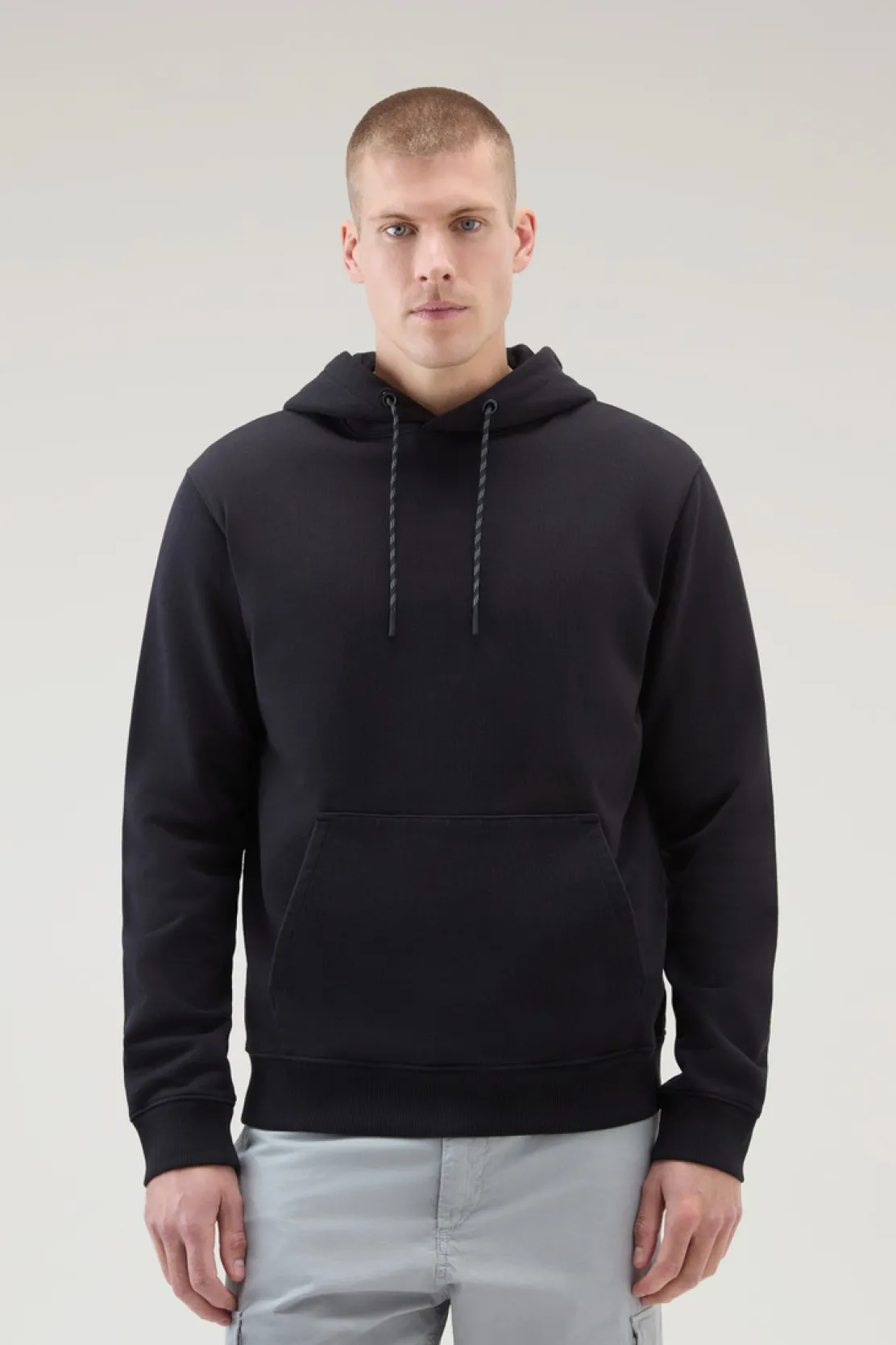 Felpe>Woolrich Felpa US Trails In Puro Cotone Con Cappuccio Black