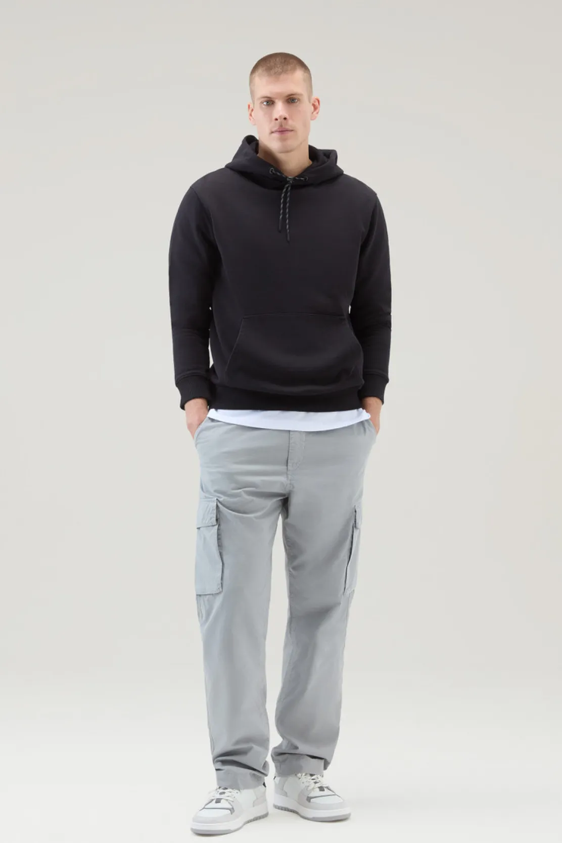 Felpe>Woolrich Felpa US Trails In Puro Cotone Con Cappuccio Black