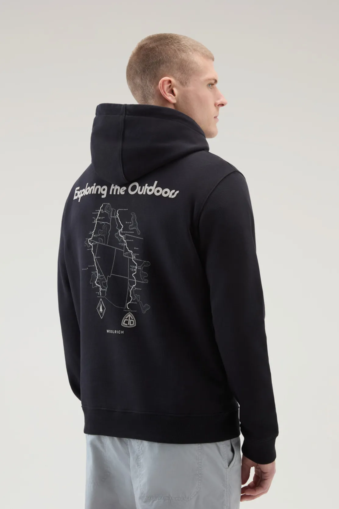 Felpe>Woolrich Felpa US Trails In Puro Cotone Con Cappuccio Black