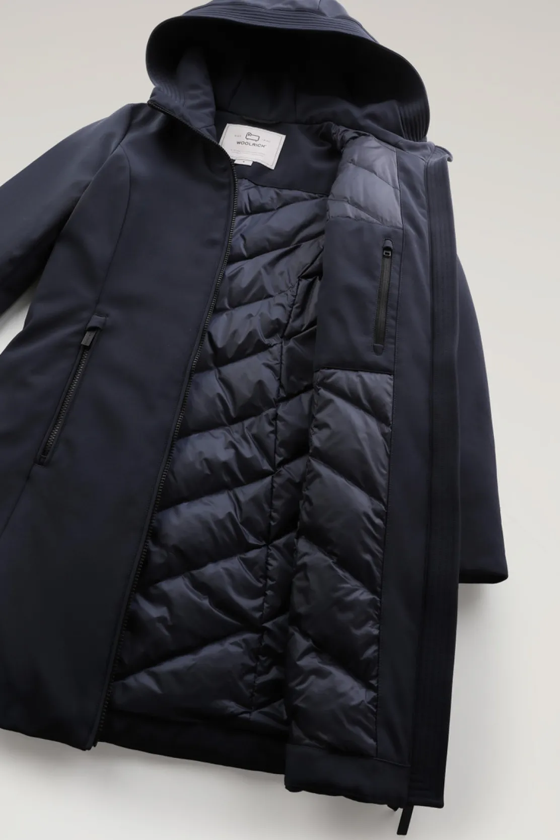 Impermeabili|Parka>Woolrich Firth Parka In Softshell Melton Blue