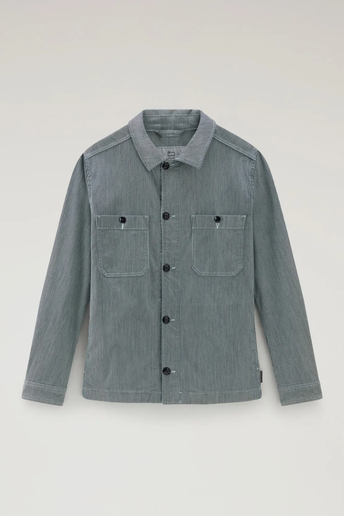 Giacche a camicia>Woolrich Giacca A Camicia A Righe In Misto Cotone Blue Stripe