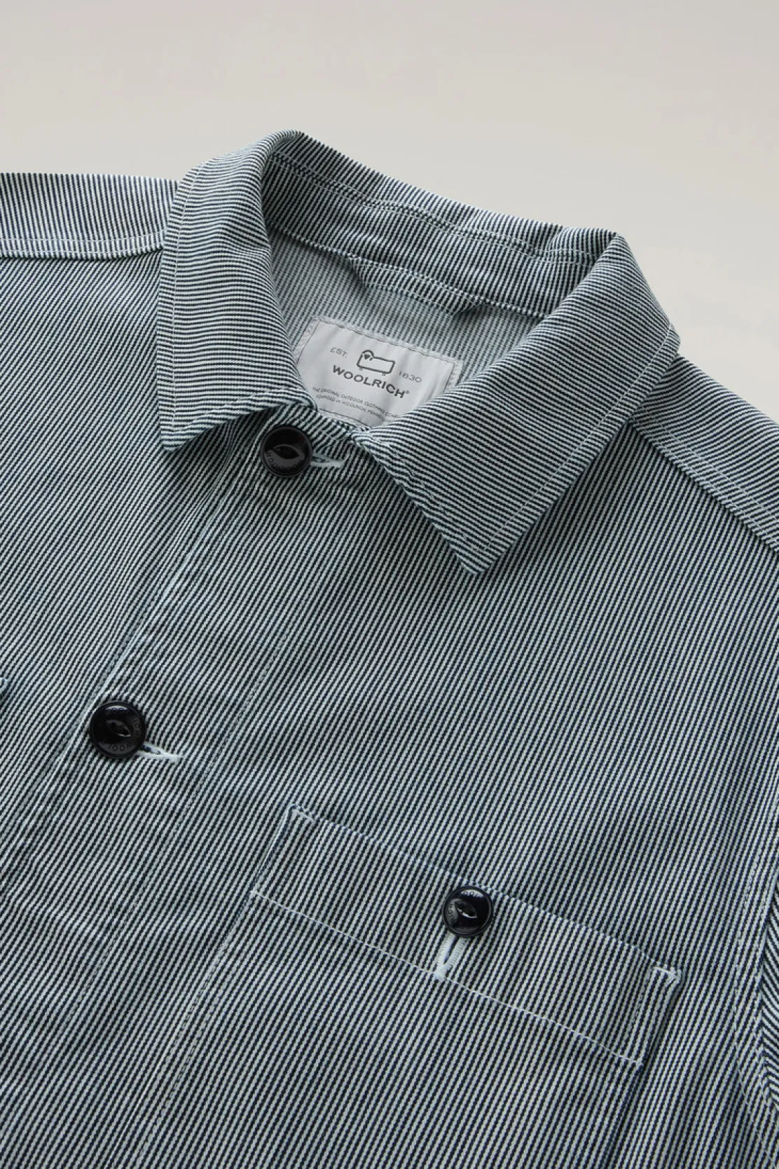 Giacche a camicia>Woolrich Giacca A Camicia A Righe In Misto Cotone Blue Stripe