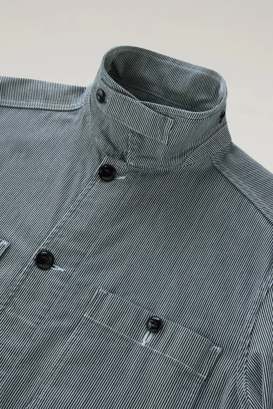 Giacche a camicia>Woolrich Giacca A Camicia A Righe In Misto Cotone Blue Stripe